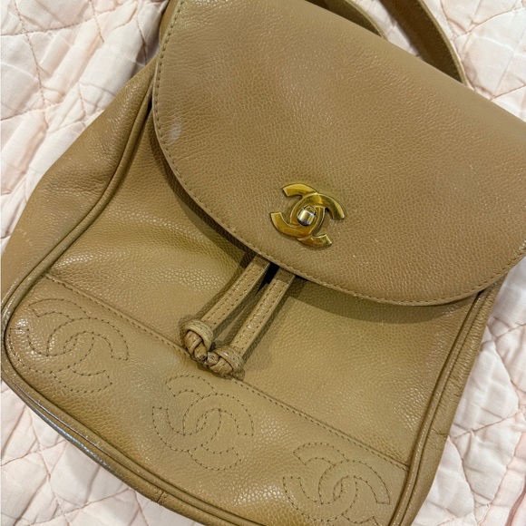 Vintage Chanel Tan triple C backpack - Picture 1 of 16